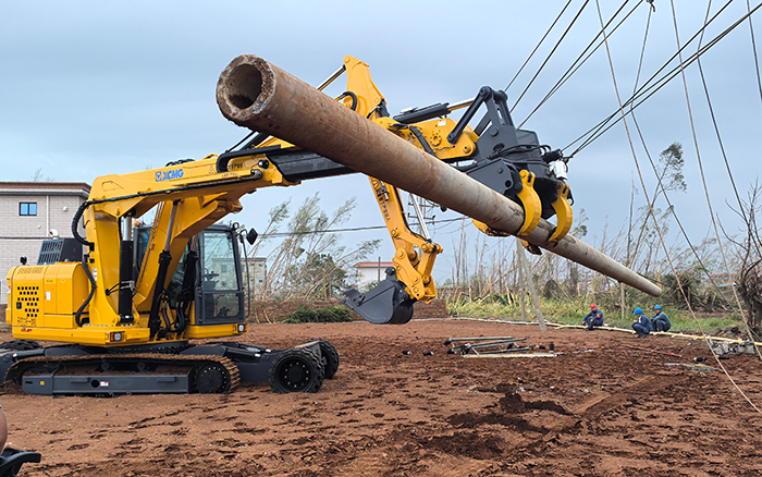 “摩羯”來(lái)襲，徐工開挖立桿一體機(jī)跑贏時(shí)間助力抗災(zāi)復(fù)電搶修